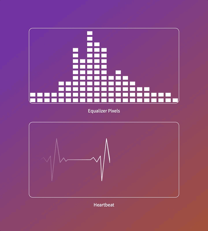 Carrd Equalizer Pixels, Equalizer Pixels (Animated), Heartbeat, and Heartbeat (Animated)