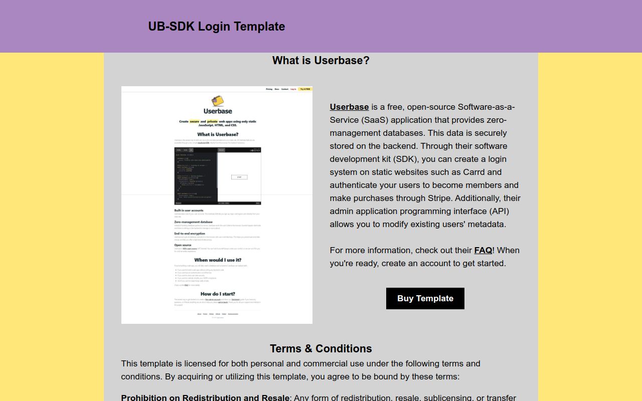Buy UB SDK Login Template - Carrd